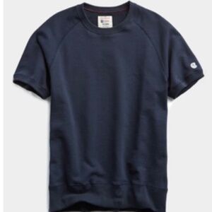 Todd Snyder + Champion Heavyweight Short Sleeve Sweatshirt in Navy - Size Medium